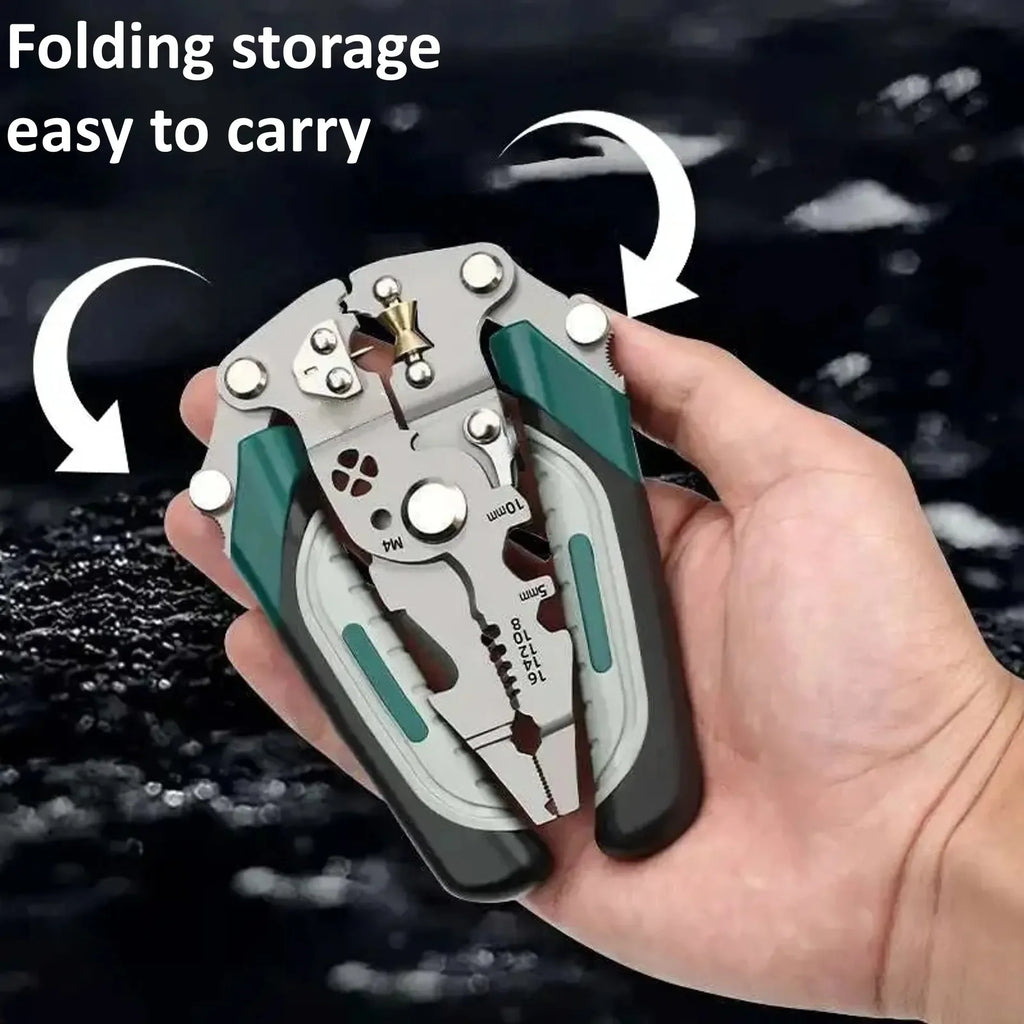 Foldable Multi-Function Wire Stripper — Pulley Design Electrician Pliers