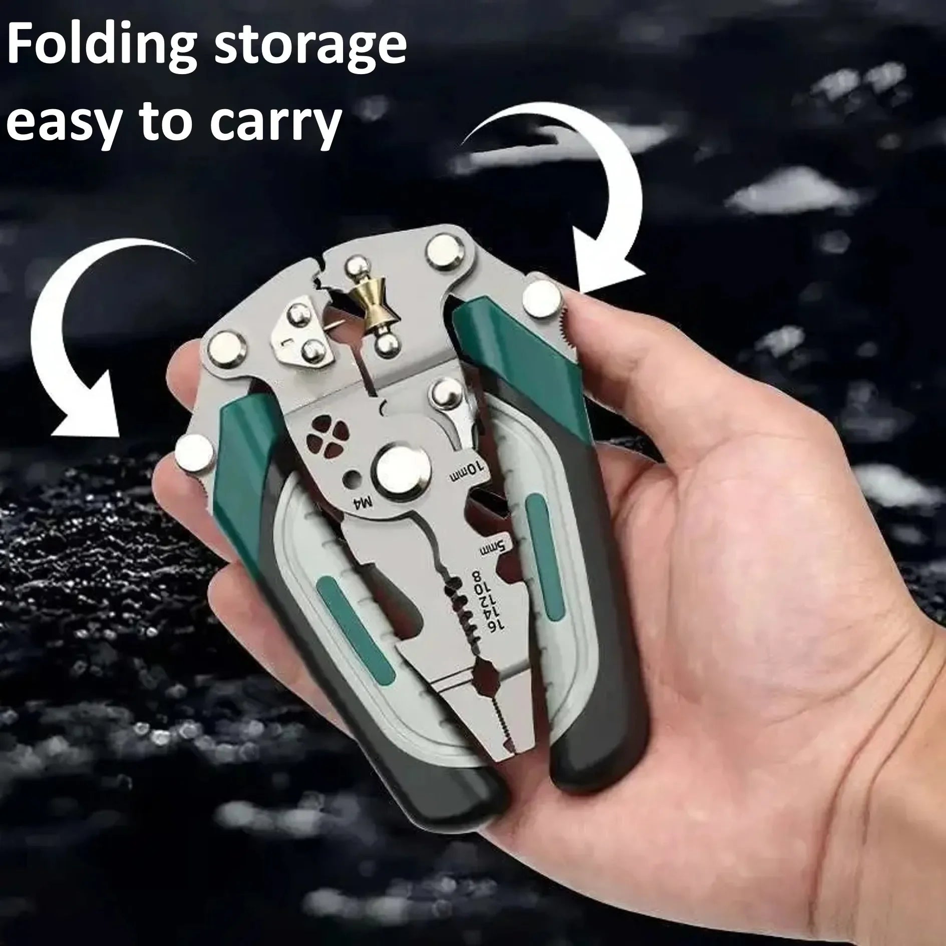 Foldable Multi-Function Wire Stripper — Pulley Design Electrician Pliers
