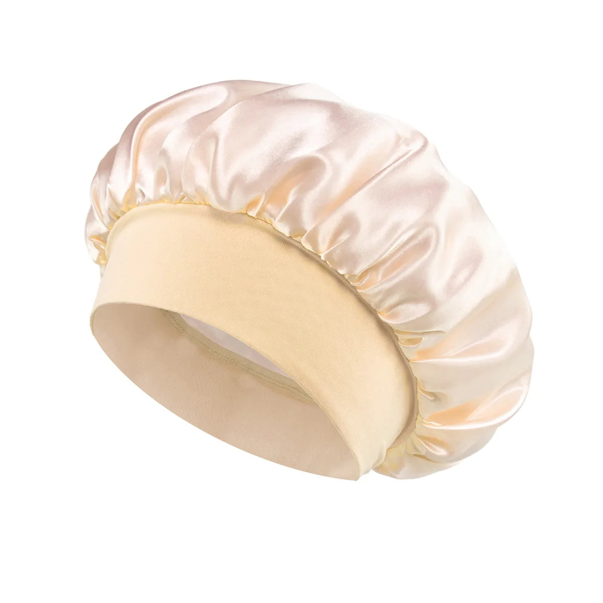 1 unidad de gorro de satén de seda suave con forro, gorro de satén grande para el cabello, gorro de ducha para dormir, envoltura para el cabello largo, herramienta de salón