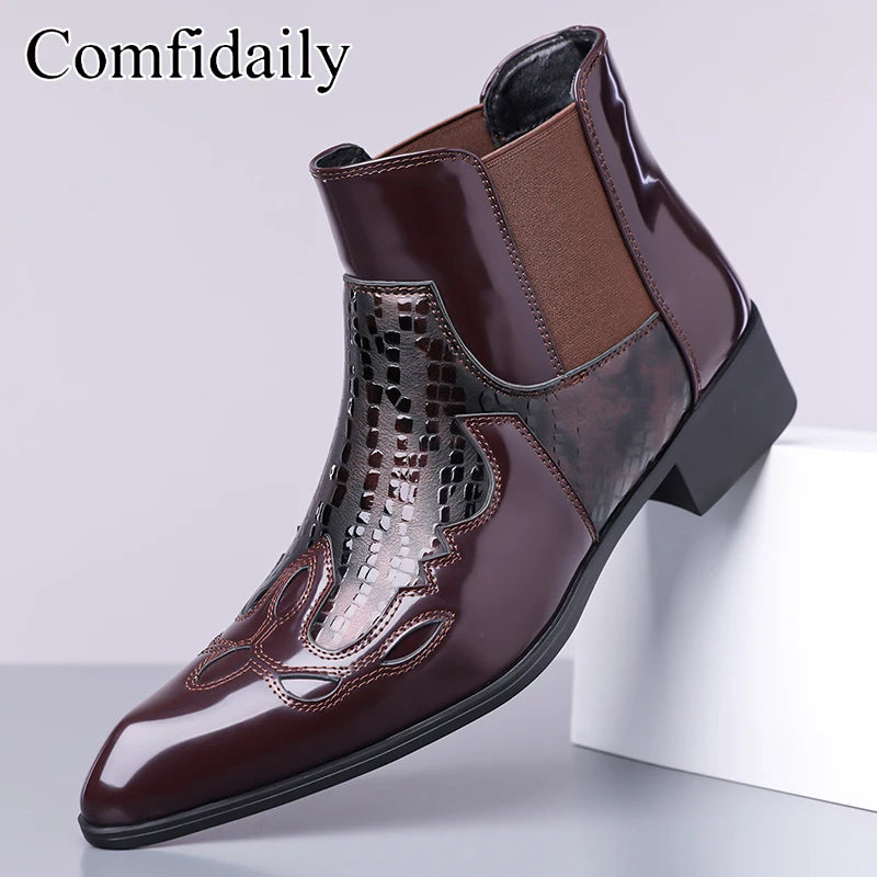 Men's British Chelsea Boots – Waterproof Slip-On Leather, Pointed Toe
