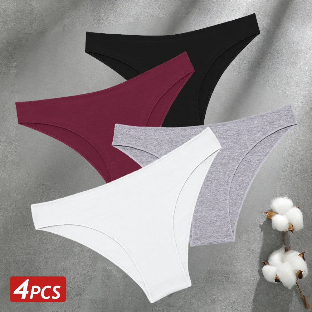Women's 4-Pack Seamless Cotton Briefs | Low-Rise Breathable Stretch Underwear M-XXL