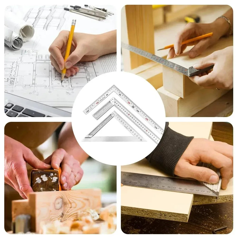 Aluminum Alloy 90-Degree Try Square Ruler — Woodworking Right Angle Gauge