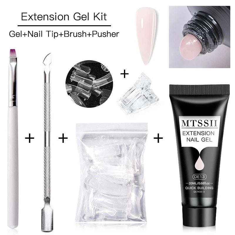 5-Piece Poly Nail Extension Gel Set – 20ml UV/LED Soak Off