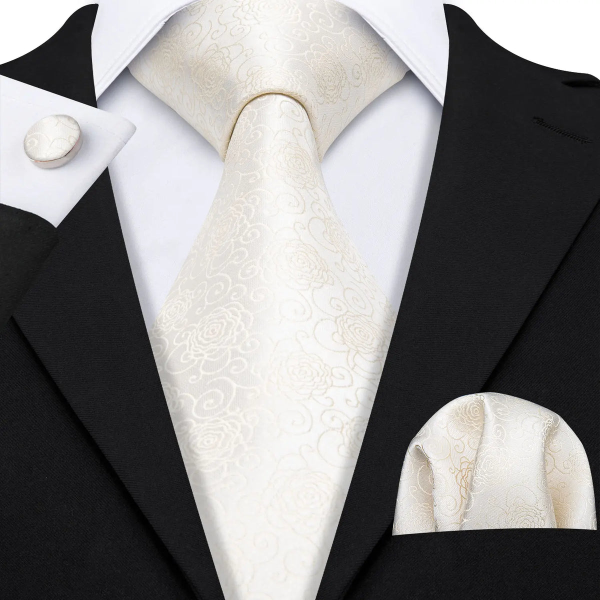 Jacquard Necktie, Pocket Square & Cufflinks Set – Unisex Gift