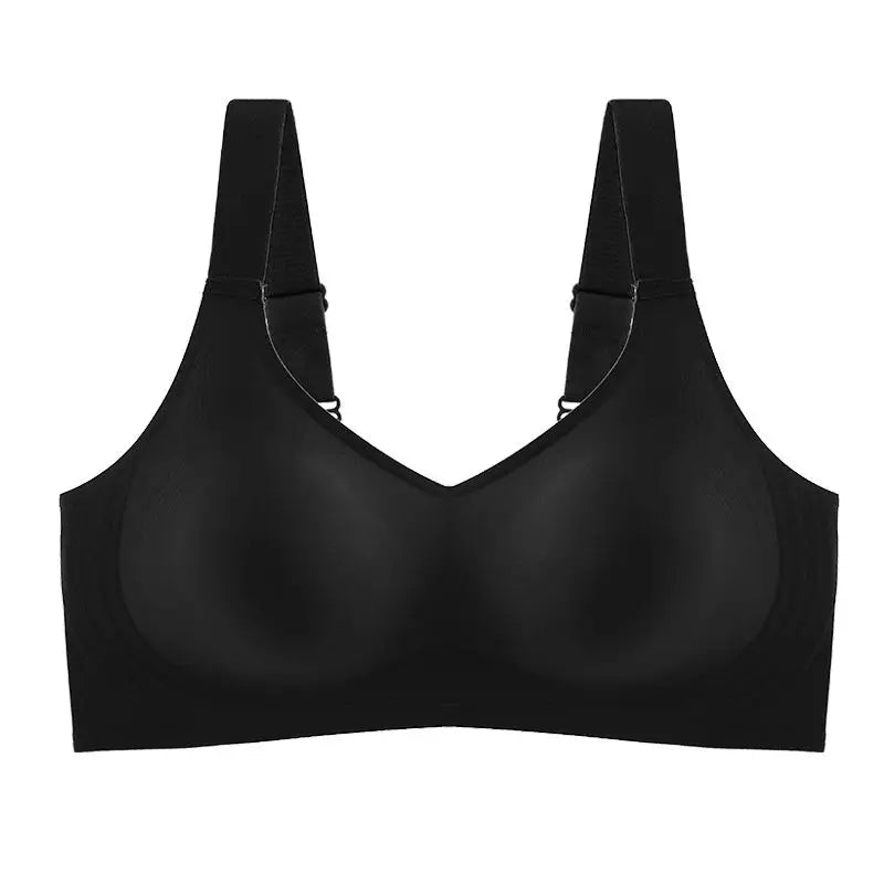 Women's Seamless Push-Up Bra – Wire-Free Molded Cup Deep V Adjustable Straps Plus Size