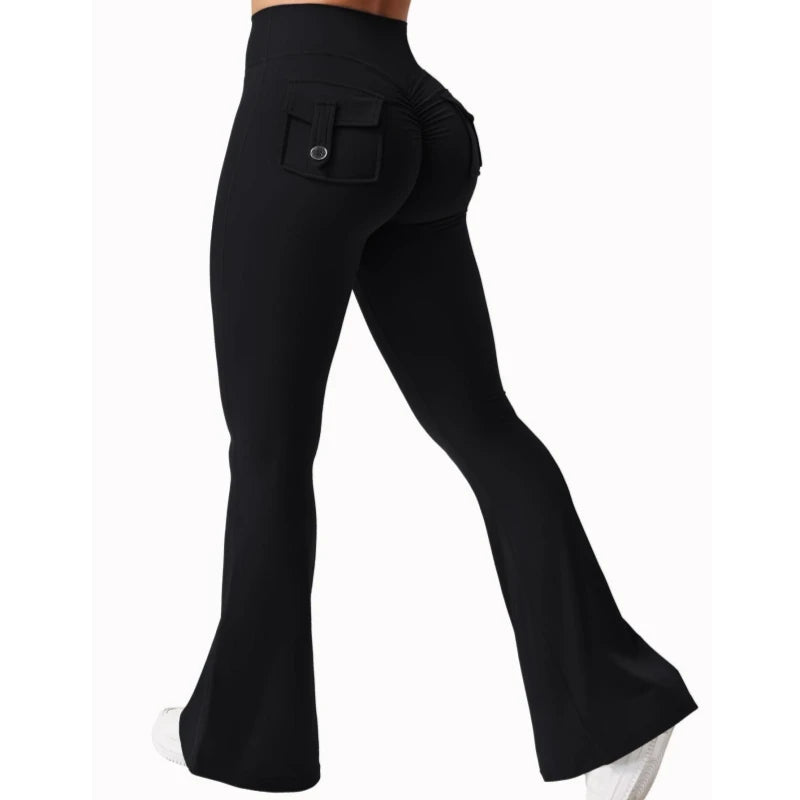 Women's Wide Leg Compression Yoga Leggings with Pockets