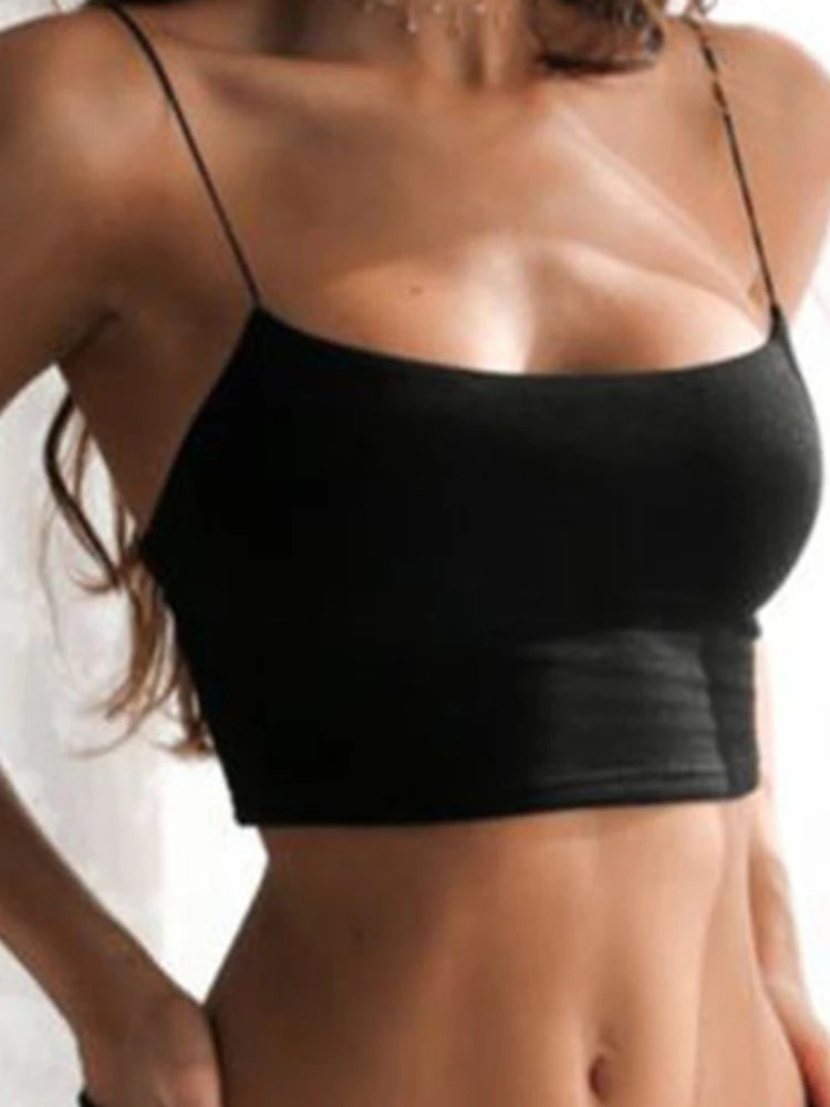 Top corto sin mangas con cuello halter para mujer | Camisola sin mangas S-XL