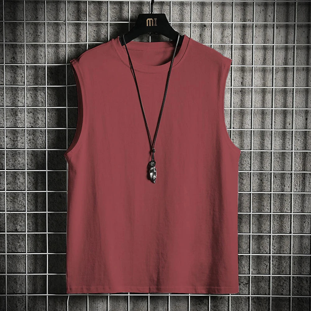 Men's Sleeveless Muscle Tank Top – Solid Breathable Gym Vest