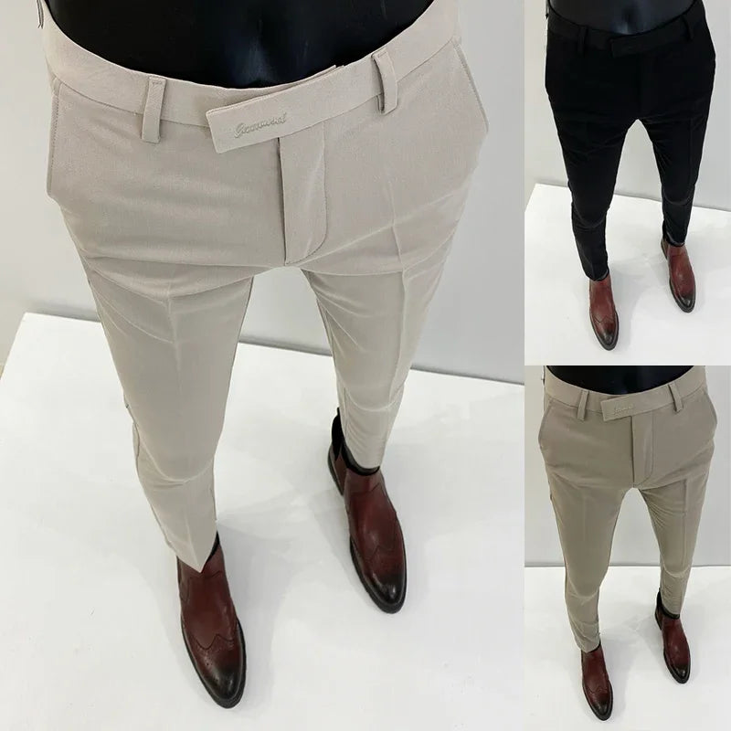 Men's Slim Fit Suit Trousers — Stretch Dress Pants for Business & Formal Wear