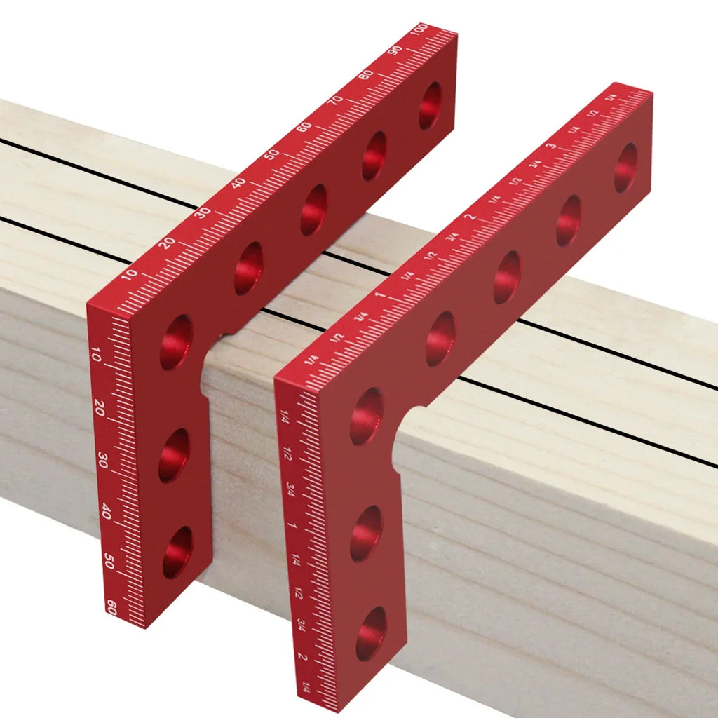 90-Degree Aluminum Marking Square — Precision Right Angle Ruler for Woodworking