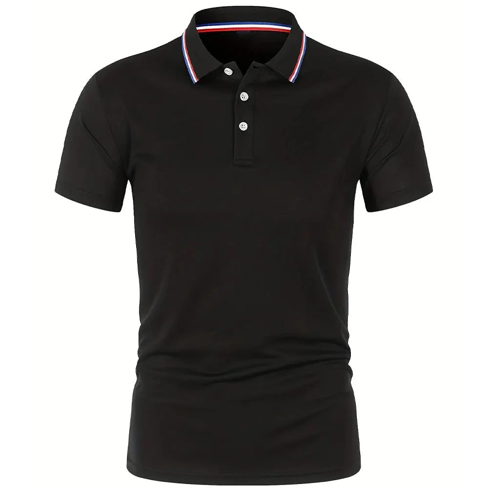 Men's Casual Polo Shirt - Breathable Short Sleeve Solid Color (S-XXL)