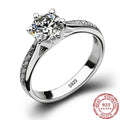 Anillo de plata de ley 925 con seis garras para mujer | Turmalina y circonita | Joyería de novia clásica
