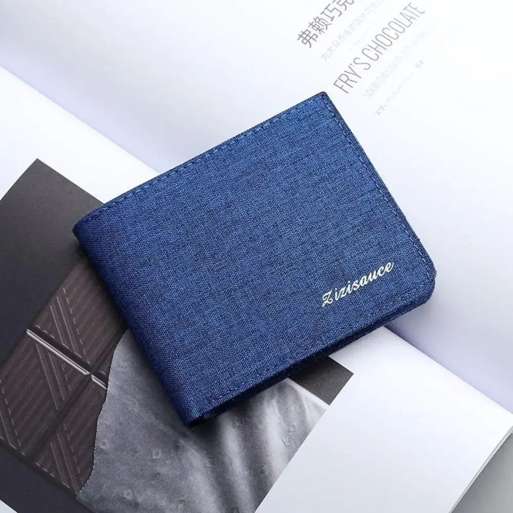 Men's Slim Canvas Card Holder Wallet — Mini Thin Coin Pouch & ID Holder
