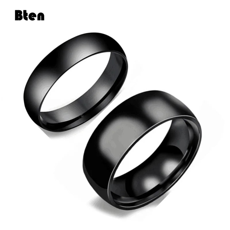 Anillo clásico liso pulido | 4 mm, 6 mm y 8 mm | Alianza de boda para mujer y hombre | Negro, Oro, Plata